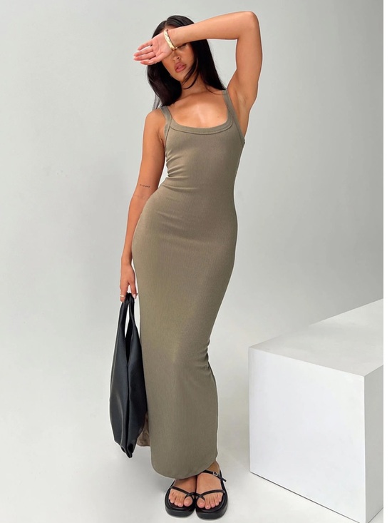 Princess Polly Dresses & Skirts - Princess Polly Montwood Ribbed Maxi Dress in Beige